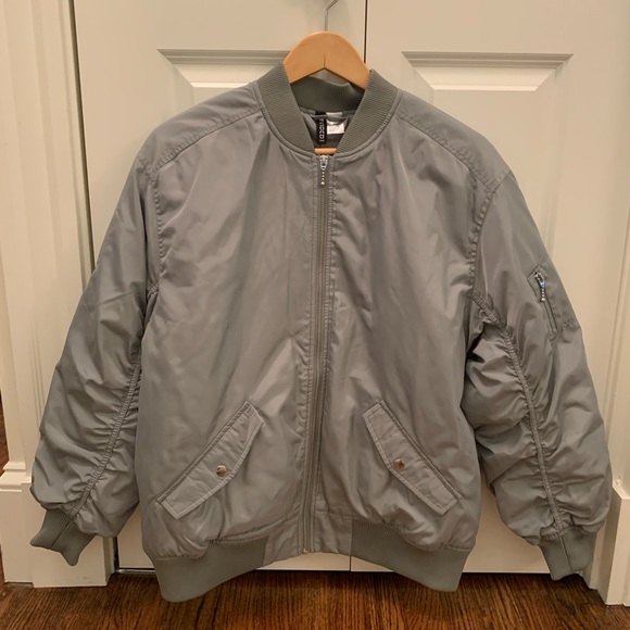 H&M Bomber Jacket - moto Divided jacket. Padded bomber jacket Mint Green XS NEW - Picture 8 of 14